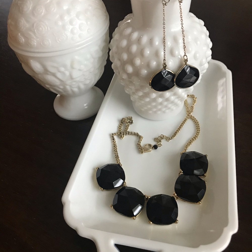 Black & Gold Statement Necklace & Earrings